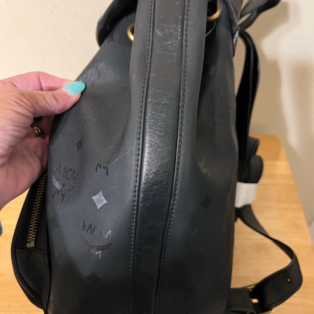 MCM Black Logo Backpack - Picture 4 of 13